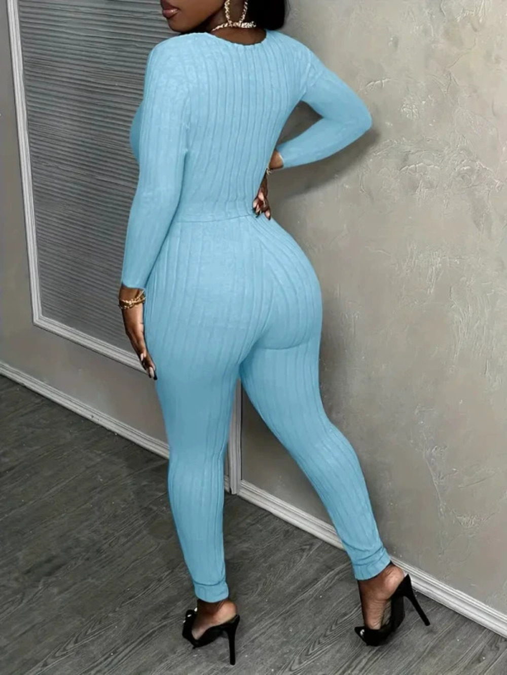 H&M Knitted Long Sleeve Two Piece Set Women Casual Chic